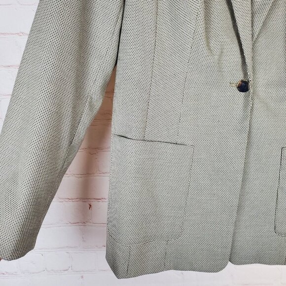 NEW Calvin Klein Womens Textured One-Button Blazer Jacket Sz 12 Neutral Tan Blk - Picture 10 of 16